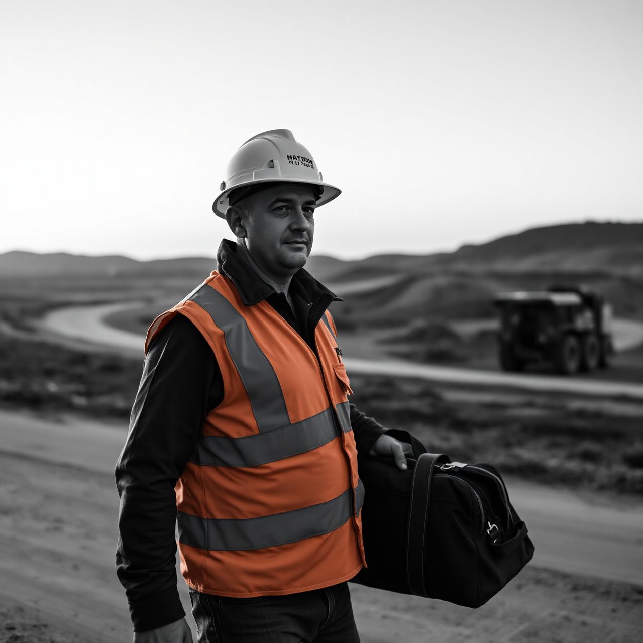 Tradie in hi-vis and hard hat arriving at a new Australian worksite